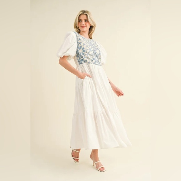 &merci Dresses & Skirts - Crochet Tiered Midi Dress